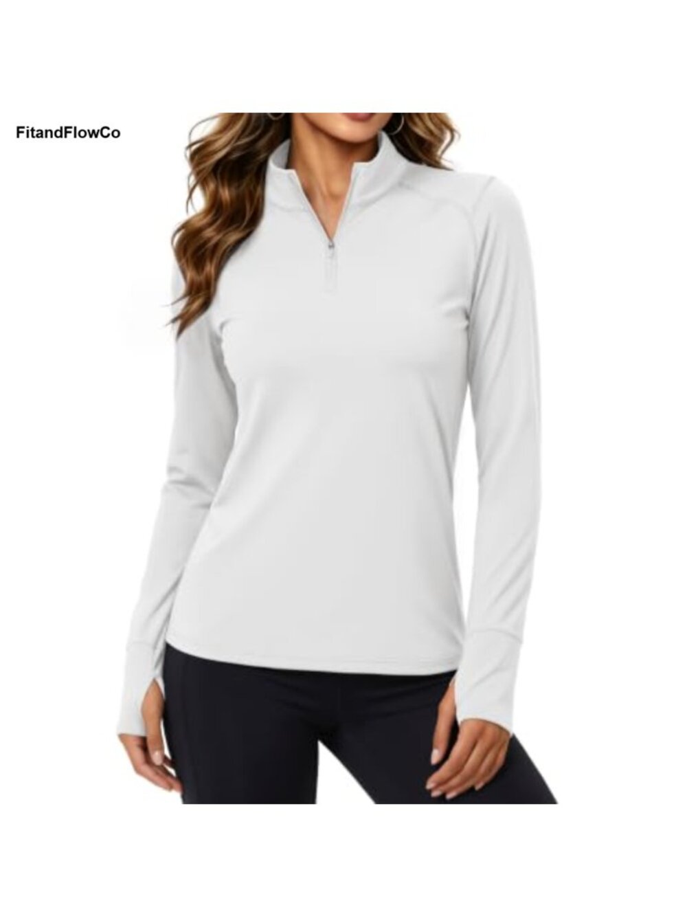 Fleece Lined Quarter Zip Pullover Women Athletic Running Sweatshirt